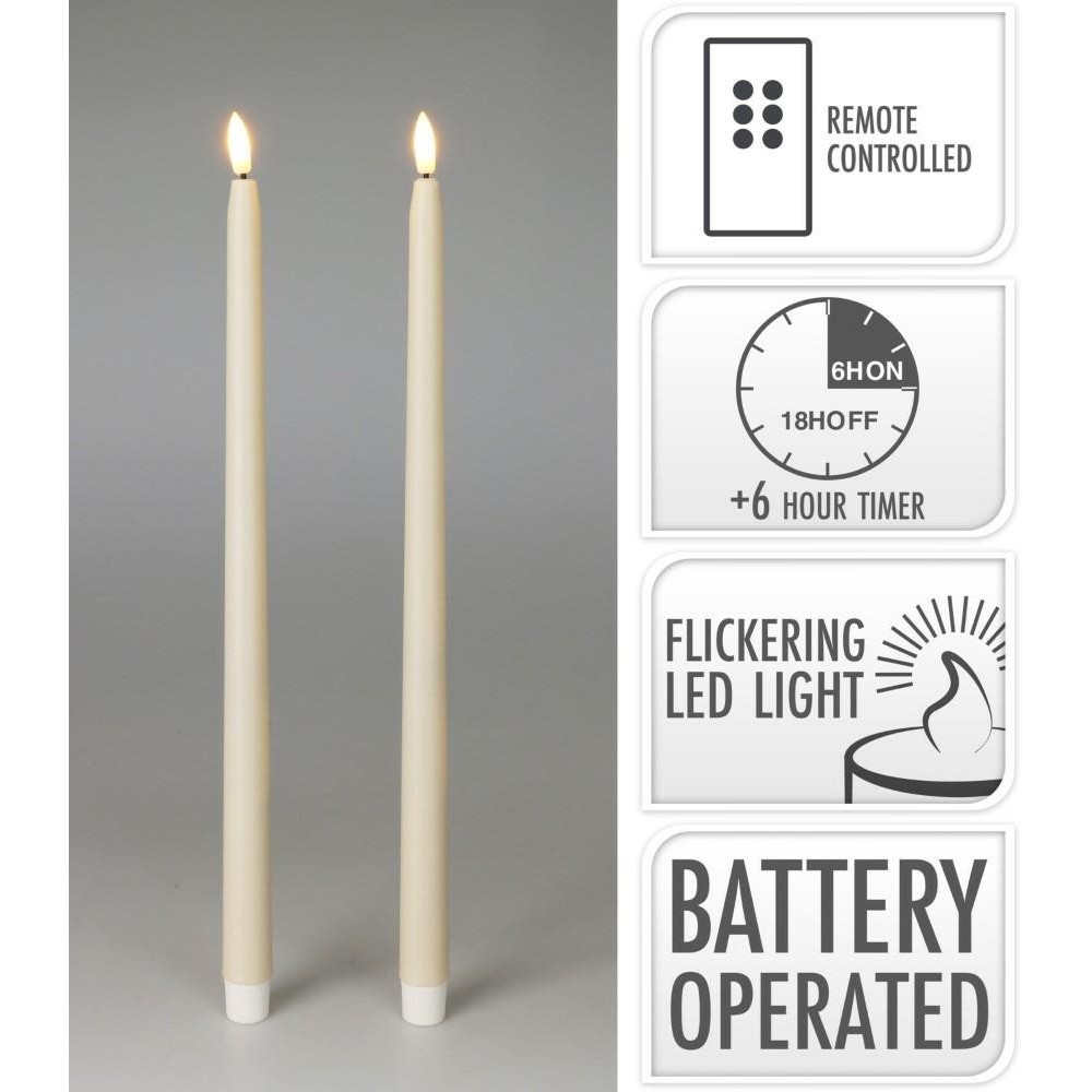 2 CANDELE LED 38CM AVORIO